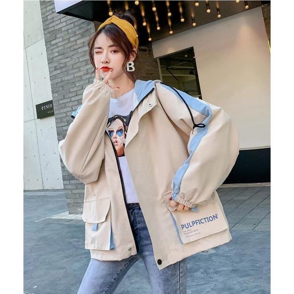 women's trench coats autumn women jacket windbreaker harajuku streetwear fashion loose hooded long sleeved casual coat outerwear chaque, Tan;black
women's trench coats autumn women jacket windbreaker harajuku streetwear fashion loose hooded long sleeved casual coat outerwear chaque, Tan;black