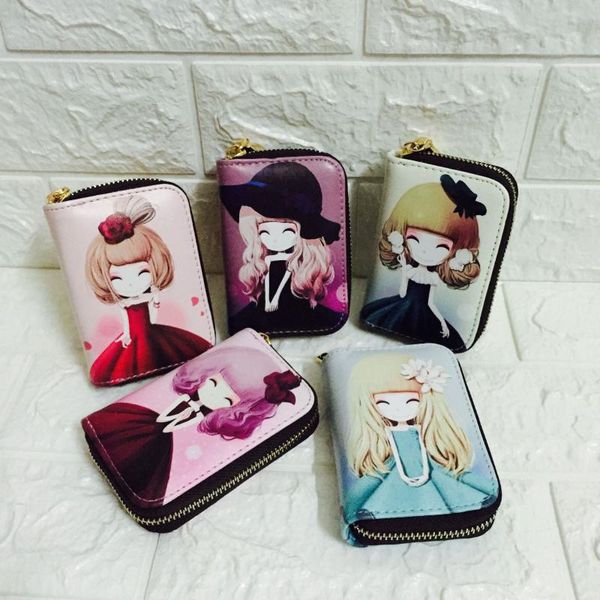 card holders fashion cartoon portable short lady wallet accordion cute zipper purse business women's multi position bag, Brown;gray
card holders fashion cartoon portable short lady wallet accordion cute zipper purse business women's multi position bag, Brown;gray