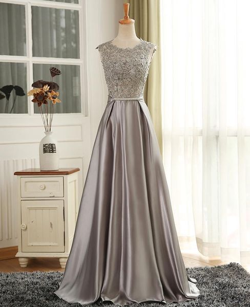 party dresses grey bow lace backless a line long satin evening embroidery sleeveless floor length formal dress, White;black
party dresses grey bow lace backless a line long satin evening embroidery sleeveless floor length formal dress, White;black