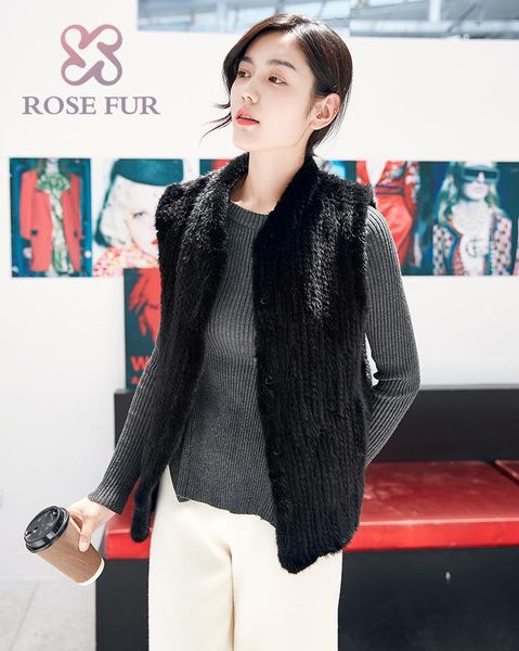 women's fur & faux autumn women genuine knitted mink short vest fashion natural luxury 100% from denmark, Black
women's fur & faux autumn women genuine knitted mink short vest fashion natural luxury 100% from denmark, Black