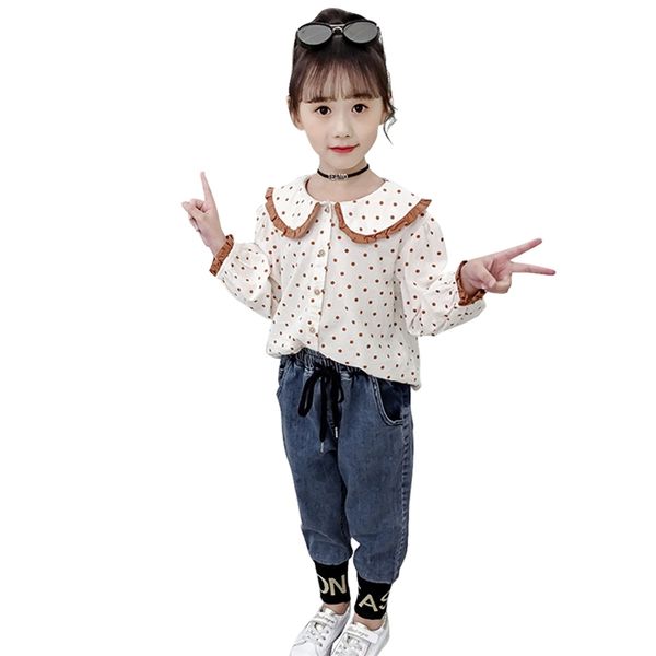 girls clothes dot pattern clothing for blouse + jeans children girl teenage school costumes 210528, White
girls clothes dot pattern clothing for blouse + jeans children girl teenage school costumes 210528, White