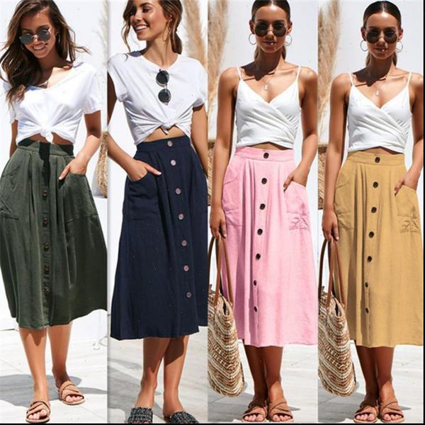 2021 summer fashion casual women pure color skirts high waist single breasted buttons midi skirt pocket sale, Black
2021 summer fashion casual women pure color skirts high waist single breasted buttons midi skirt pocket sale, Black