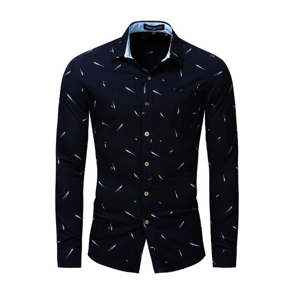 mens casual shirts fashion feather printed men long sleeve dress shirt business social, White;black
mens casual shirts fashion feather printed men long sleeve dress shirt business social, White;black