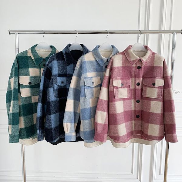 women's wool & blends woolen plaid coat turn-down collar ladies single breasted embroidery logo jackets outwear with pockets 2021, Black
women's wool & blends woolen plaid coat turn-down collar ladies single breasted embroidery logo jackets outwear with pockets 2021, Black
