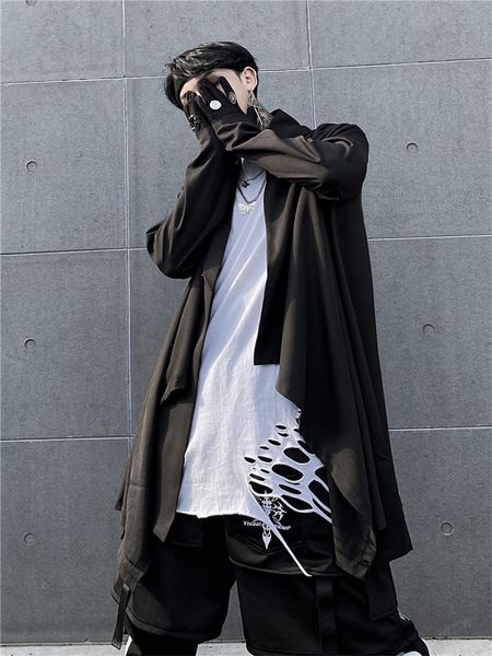 men's trench coats black irregular niche design in the long personality contracted cloak large size windbreaker coat, Tan;black
men's trench coats black irregular niche design in the long personality contracted cloak large size windbreaker coat, Tan;black