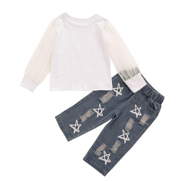 fashion kids baby girl clothes long sleeve shirt hole pants spring autumn outfit 2pcs set, White
fashion kids baby girl clothes long sleeve shirt hole pants spring autumn outfit 2pcs set, White