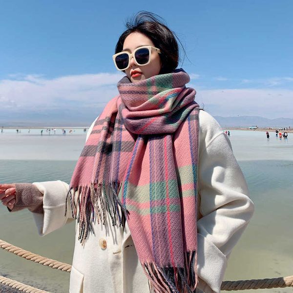 2021 autumn winter women's imitation cashmere scarf korean dongdamen plaid scarf warm shawl, Blue;gray
2021 autumn winter women's imitation cashmere scarf korean dongdamen plaid scarf warm shawl, Blue;gray