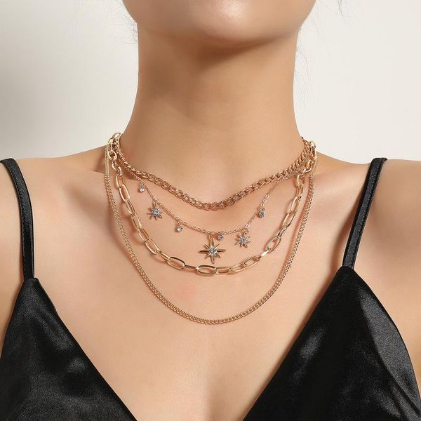 pendant necklaces vintage multilayer crystal star choker chain necklace for women gold silver color collar party fashion jewelry gift
pendant necklaces vintage multilayer crystal star choker chain necklace for women gold silver color collar party fashion jewelry gift