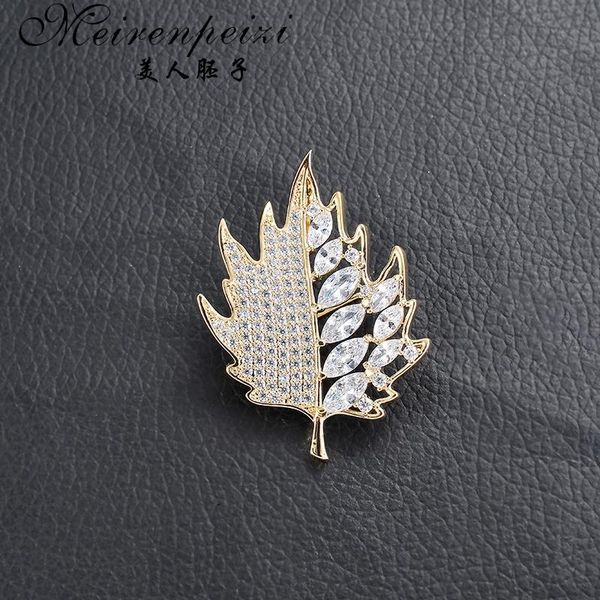 pins, brooches meirenpeizi large gold brooch pin plant costume jewelry for women wedding party banquet christmas gifts, Gray