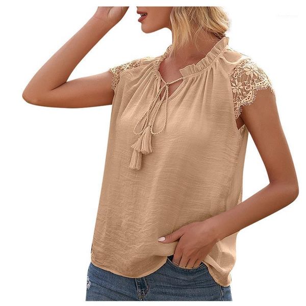 women's blouses & shirts summer womens and fashion lace v-neck tassel lace-up tank pacthwork blouse blusas mujer de moda 2021, White
women's blouses & shirts summer womens and fashion lace v-neck tassel lace-up tank pacthwork blouse blusas mujer de moda 2021, White