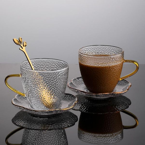 mugs creative 150 ml transparent coffee cup with tray spoon modern gold-plated glass milk kitchen utensils porcelain decoration
mugs creative 150 ml transparent coffee cup with tray spoon modern gold-plated glass milk kitchen utensils porcelain decoration