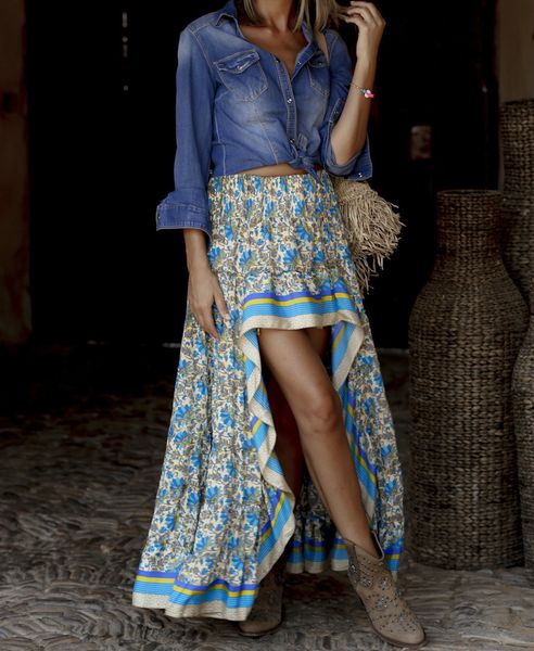 2021 new blue floral printed maxi women skirt cotton irregular vintage elastic waist summer skirts beach casual falda 2ybs, Black
2021 new blue floral printed maxi women skirt cotton irregular vintage elastic waist summer skirts beach casual falda 2ybs, Black