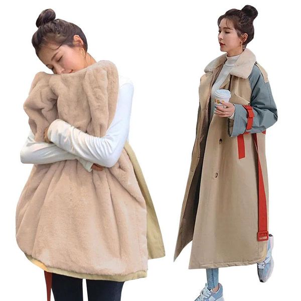 women's trench coats autumn winter women windbreaker 3xl splicing long tooling jacket large size plus fleece coat loose jackets, Tan;black
women's trench coats autumn winter women windbreaker 3xl splicing long tooling jacket large size plus fleece coat loose jackets, Tan;black