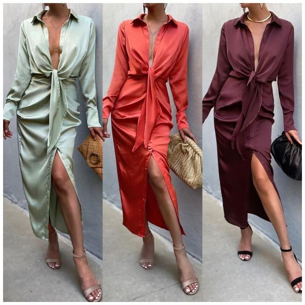 casual dresses women elegant ruched bandage shirt dress tie knot fashion long sleeve solid color v neck beach maxi satin, Black;gray
casual dresses women elegant ruched bandage shirt dress tie knot fashion long sleeve solid color v neck beach maxi satin, Black;gray