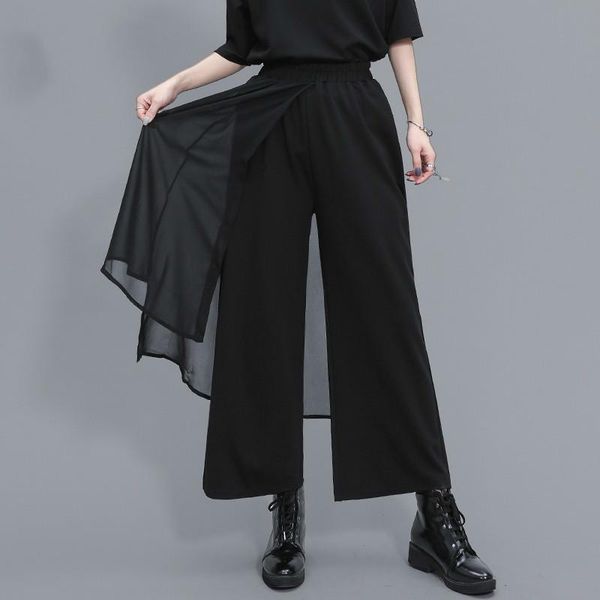 women's pants & capris qing mo black women irregular wide leg 2021 mech patchwork female spring summer chiffon trousers zqy2756, Black;white
women's pants & capris qing mo black women irregular wide leg 2021 mech patchwork female spring summer chiffon trousers zqy2756, Black;white