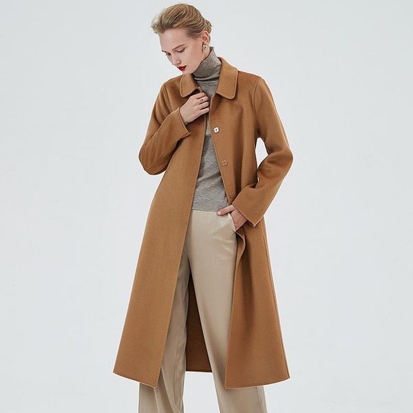 women's wool & blends 2021 est a-shaped lace-up waisted woolen coat women overcoat female double-faced cashmere oat fashion windbreaker, Black
women's wool & blends 2021 est a-shaped lace-up waisted woolen coat women overcoat female double-faced cashmere oat fashion windbreaker, Black