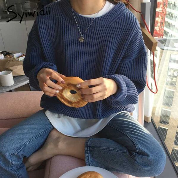 syiwidii woman sweaters oversize vintage pullovers thicken autumn winter korean long sleeve o-neck knitted harajuku jumpers 211018, White;black
syiwidii woman sweaters oversize vintage pullovers thicken autumn winter korean long sleeve o-neck knitted harajuku jumpers 211018, White;black