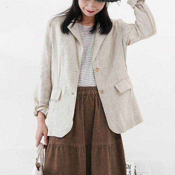 women's jackets johnature autumn vintage linen women 2021 turn-down collar loose 3 colors casual coats, Black;brown
women's jackets johnature autumn vintage linen women 2021 turn-down collar loose 3 colors casual coats, Black;brown