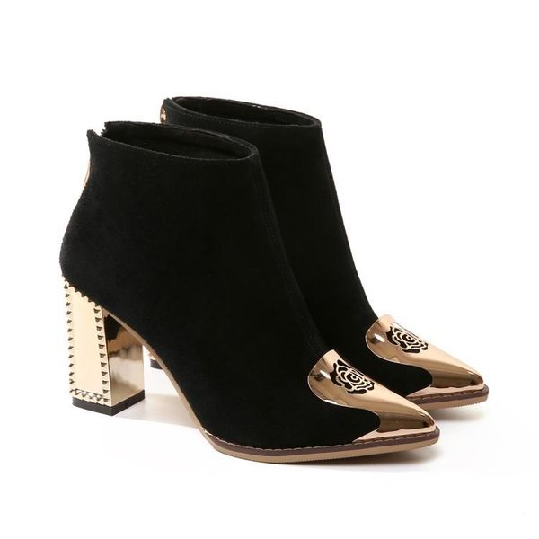 autumn new leather thick heel boots womens boots pointed high-heeled leather women's single and ankle, Black
autumn new leather thick heel boots womens boots pointed high-heeled leather women's single and ankle, Black
