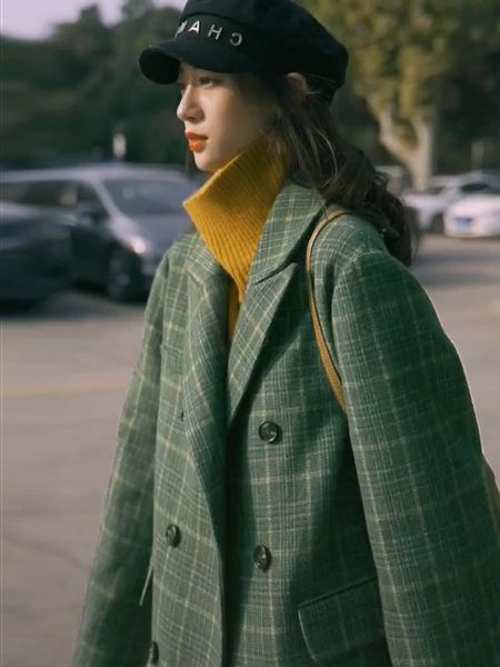 women's wool & blends 2021 winter warm women plus velvet thicke plaid coat jacket clothes female casual jackets outerwear, Black
women's wool & blends 2021 winter warm women plus velvet thicke plaid coat jacket clothes female casual jackets outerwear, Black