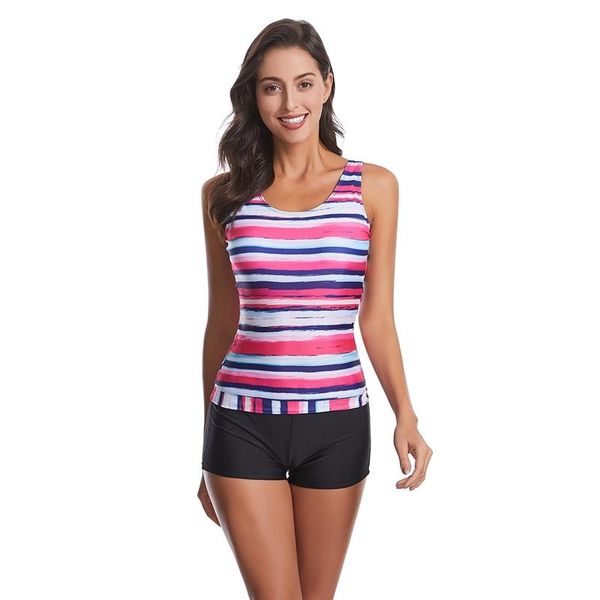 one-piece suits women's conservative two-pieces swimwear sleeveless stripe elastic with high waist boxer bikini suit swimsuit
one-piece suits women's conservative two-pieces swimwear sleeveless stripe elastic with high waist boxer bikini suit swimsuit