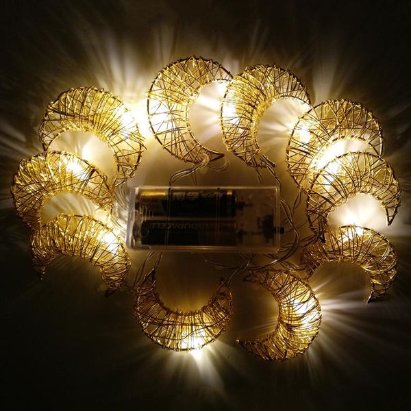 strings 1.5m 10 led iron metal hollow star moon fairy string light battery powered wedding holiday christmas garland