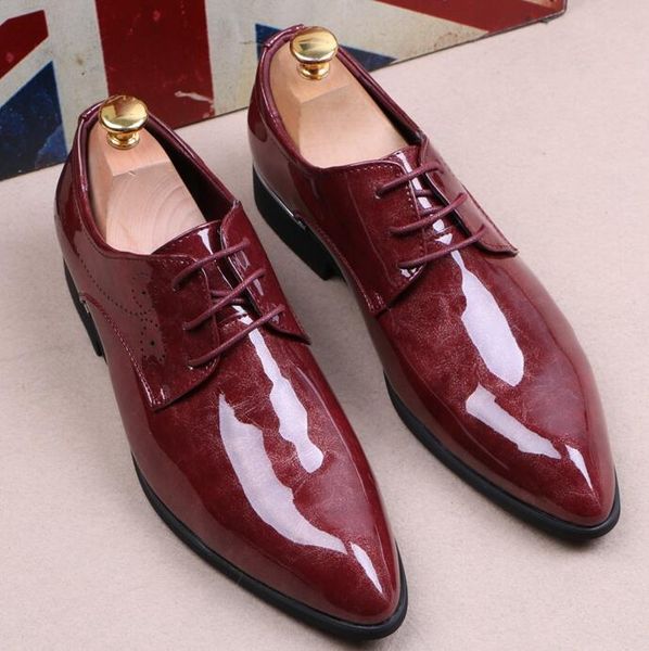 men wedding shoes pointed bright patent leather men's dress shoes british business suit men's formal oxfords, Black
men wedding shoes pointed bright patent leather men's dress shoes british business suit men's formal oxfords, Black