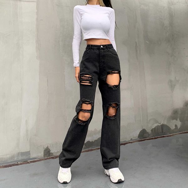 ripped black woman troubled jeans casual hip hop high taille capri pocket straight denim broek ladies, Blue
ripped black woman troubled jeans casual hip hop high taille capri pocket straight denim broek ladies, Blue