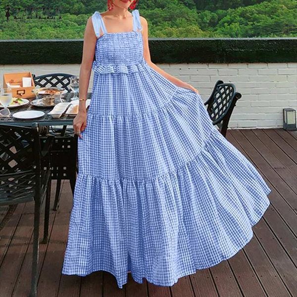 Bohemian Ruffled Party Beach Women Dresses Maxi Sundress Summer Plaid Casual Sleeveless Pleated Long Vestido Sarafans 7, Black;gray
Bohemian Ruffled Party Beach Women Dresses Maxi Sundress Summer Plaid Casual Sleeveless Pleated Long Vestido Sarafans 7, Black;gray