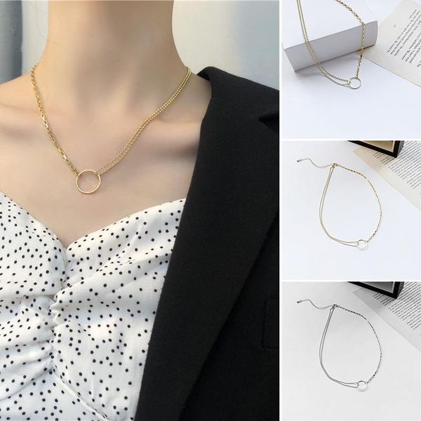 chains circle pendant necklace alloy stacked double layer chain not fade vintage choker jewelry gifts for men women ml, Silver
chains circle pendant necklace alloy stacked double layer chain not fade vintage choker jewelry gifts for men women ml, Silver