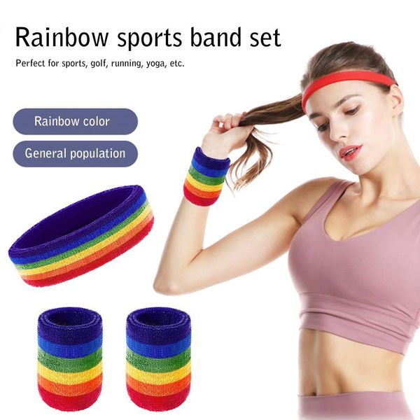 wrist support 3pcs sweatbands set rainbow colorful striped sport headband workout badminton bands cotton athletic bracer hairband, Black;red
wrist support 3pcs sweatbands set rainbow colorful striped sport headband workout badminton bands cotton athletic bracer hairband, Black;red