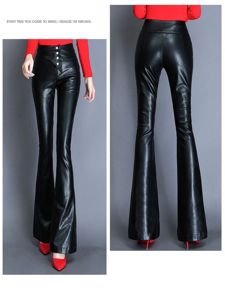 korean winter women's leather pu-bell-bottom high-waist casual low-cut pants for women jj8r, Black;white
korean winter women's leather pu-bell-bottom high-waist casual low-cut pants for women jj8r, Black;white