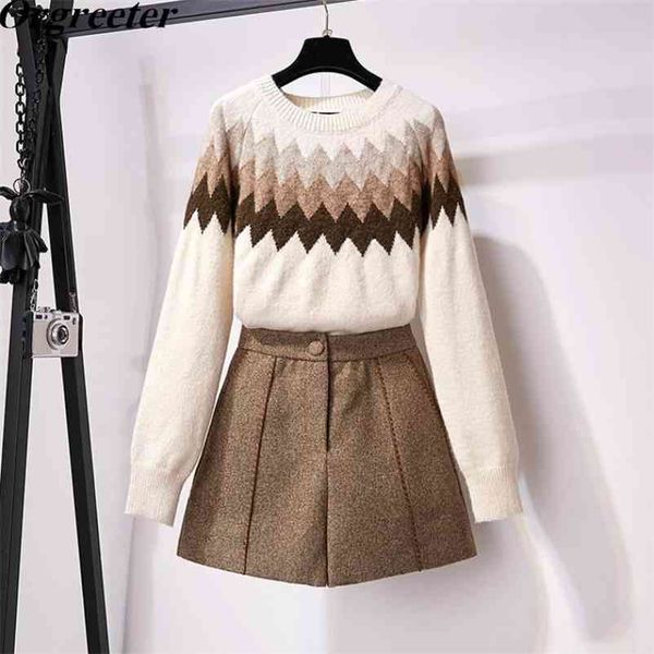 autumn winter women's suits o-neck ethnic color-blocking sweater pullover jumper and woolen shorts two piece sets 210525, White
autumn winter women's suits o-neck ethnic color-blocking sweater pullover jumper and woolen shorts two piece sets 210525, White