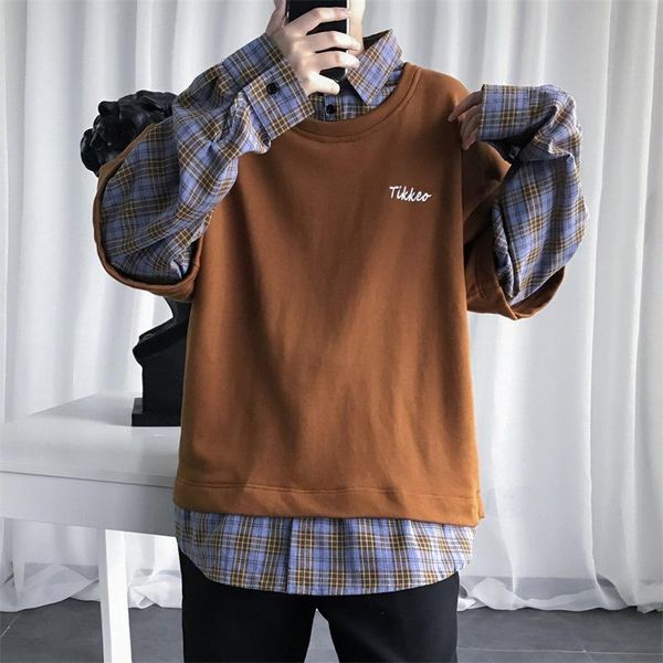 men's casual shirts mens long sleeve print shirt malemale korean version of fake two-piece bottoming with trendy plaid japanese loose, White;black
men's casual shirts mens long sleeve print shirt malemale korean version of fake two-piece bottoming with trendy plaid japanese loose, White;black