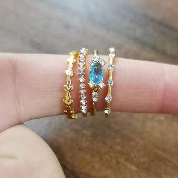 wedding rings 4pcs ring combo for woman finger accessories blue stone setting golden color band birthday luxury nobility jewelry, Slivery;golden
wedding rings 4pcs ring combo for woman finger accessories blue stone setting golden color band birthday luxury nobility jewelry, Slivery;golden