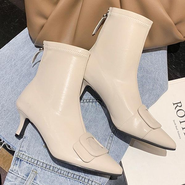 boots women beige white pointed toe ankle pu leather stiletto behind zipper 2021 fashion solid color female, Black
boots women beige white pointed toe ankle pu leather stiletto behind zipper 2021 fashion solid color female, Black