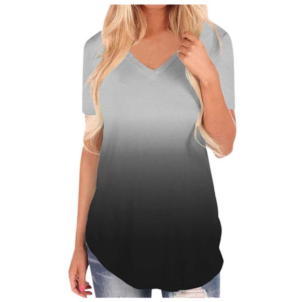 women's blouses & shirts womens short sleeve v-neck blouse ladies casual gradient colour loose summer kleding vrouwen #t2, White
women's blouses & shirts womens short sleeve v-neck blouse ladies casual gradient colour loose summer kleding vrouwen #t2, White