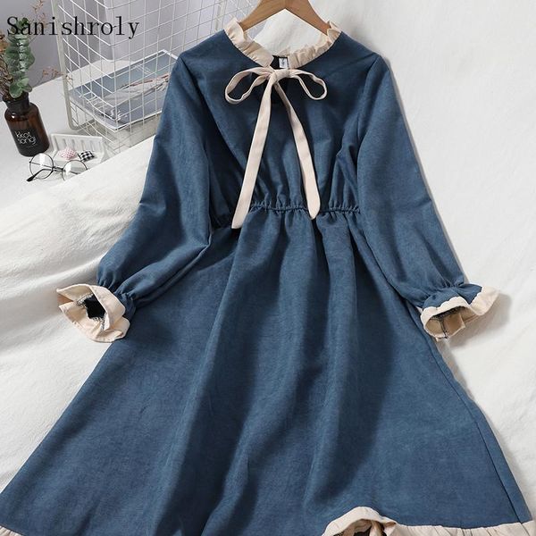 casual dresses 2021 korean sweet tie bow a line dress women elastic high waist long female flare sleeve spring autumn, Black;gray
casual dresses 2021 korean sweet tie bow a line dress women elastic high waist long female flare sleeve spring autumn, Black;gray