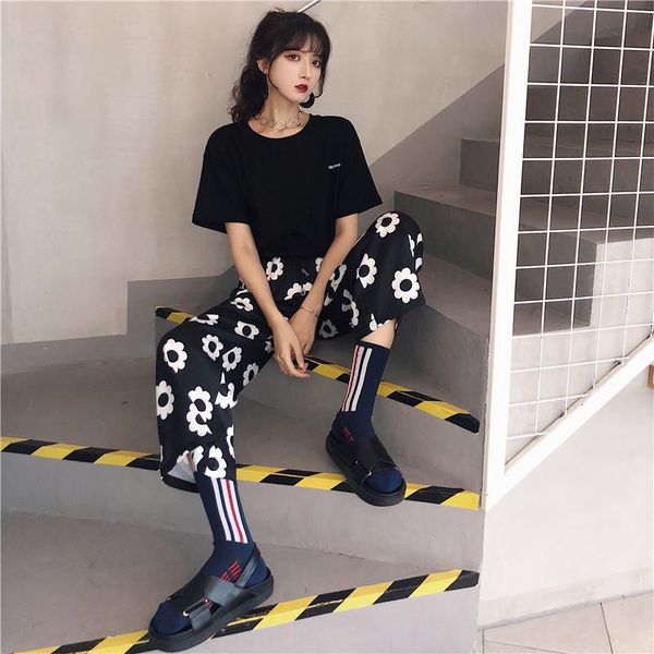 women's pants & capris lychee girls floral print women elastic high waist female ankle length trouser spring autumn sweet loose trouser, Black;white
women's pants & capris lychee girls floral print women elastic high waist female ankle length trouser spring autumn sweet loose trouser, Black;white