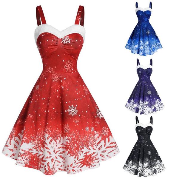 christmas dress women winter sleeveless sling dress robe elegant vintage snowflake print off shoulder party vestidos, Black;gray
christmas dress women winter sleeveless sling dress robe elegant vintage snowflake print off shoulder party vestidos, Black;gray