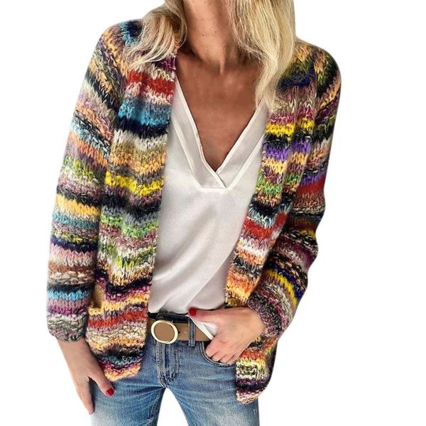 women's sweaters loose printed stitching sweater coat cardigan long-sleeved knitted winter coats 2021, White;black
women's sweaters loose printed stitching sweater coat cardigan long-sleeved knitted winter coats 2021, White;black