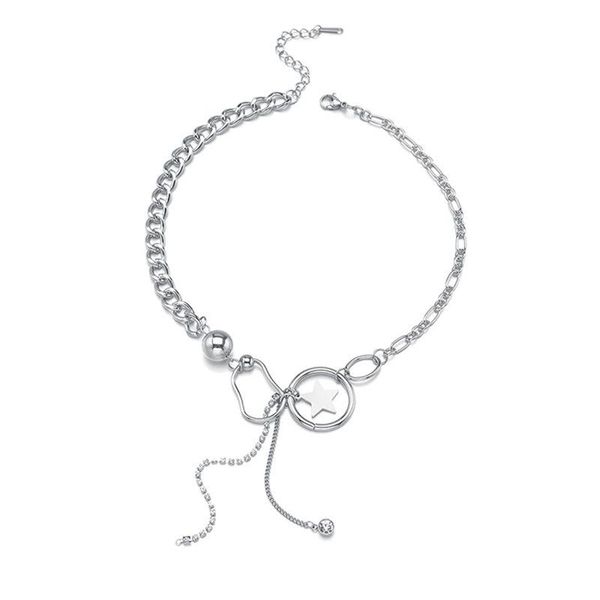pendant necklaces stainless steel star buckles necklace for women bead tassel metal clavicle chain sliver color mirror polished, Silver
pendant necklaces stainless steel star buckles necklace for women bead tassel metal clavicle chain sliver color mirror polished, Silver