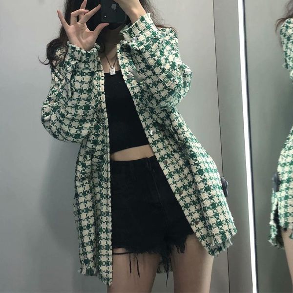 women's jackets 2021 autumn winter tweed coat long check plaid casual women jacket windbreaker outerwear trench parka female, Black;brown
women's jackets 2021 autumn winter tweed coat long check plaid casual women jacket windbreaker outerwear trench parka female, Black;brown