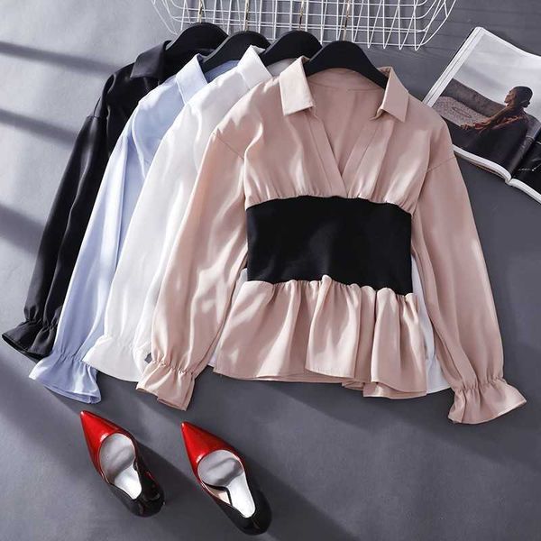 spring women blue shirts flare sleeve v-neck bow blouses elegant ladies chiffon blouse fashion office work wear 210601, White
spring women blue shirts flare sleeve v-neck bow blouses elegant ladies chiffon blouse fashion office work wear 210601, White