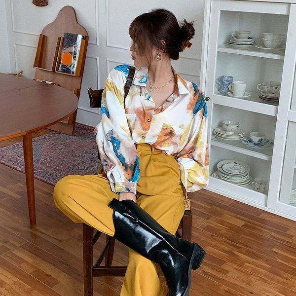 women's blouses & shirts tie dye shirt with print korean retro clothes fashion spring clothing ladies long sleeve vintage, White
women's blouses & shirts tie dye shirt with print korean retro clothes fashion spring clothing ladies long sleeve vintage, White