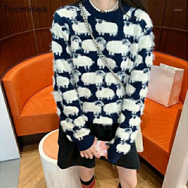auutmn winter sheep pattern knitted sweater loose o-neck long sleeve jumpers harajuku fashion oversized pullovers a502 women's sweaters, White;black
auutmn winter sheep pattern knitted sweater loose o-neck long sleeve jumpers harajuku fashion oversized pullovers a502 women's sweaters, White;black