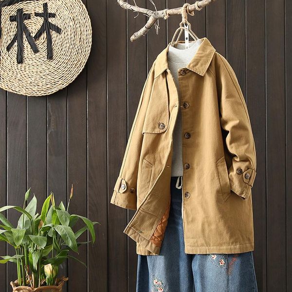 women's trench coats 2021 spring autumn coat women windbreaker female quilted thicken loose clothing medium long overcoat outerwear, Tan;black
women's trench coats 2021 spring autumn coat women windbreaker female quilted thicken loose clothing medium long overcoat outerwear, Tan;black