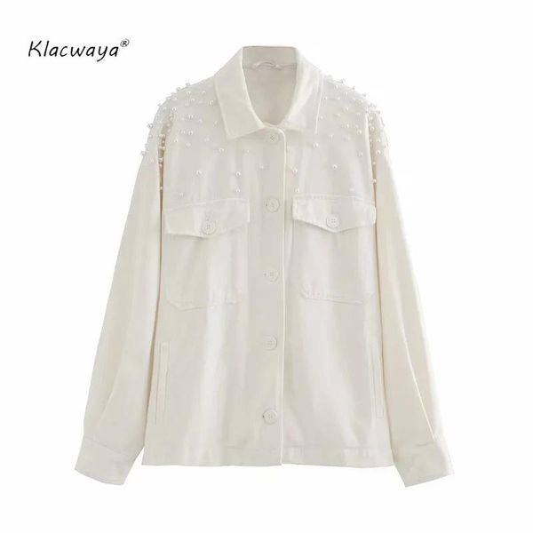 women's jackets klacwaya women 2021 fashion with faux pearls appliques loose jacket coat vintage long sleeve pockets female outerwear c, Black;brown
women's jackets klacwaya women 2021 fashion with faux pearls appliques loose jacket coat vintage long sleeve pockets female outerwear c, Black;brown