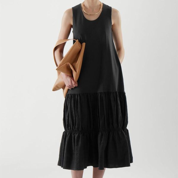casual dresses sleeveless stitching dress women's o-neck pleated simple loose female mid-calf 2021 summer, Black;gray
casual dresses sleeveless stitching dress women's o-neck pleated simple loose female mid-calf 2021 summer, Black;gray