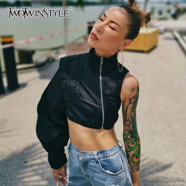 streetwear short womens jacket stand collar lantern sleeve one shoulder asymmetrical coat female 2020 fashion new, Black;brown
streetwear short womens jacket stand collar lantern sleeve one shoulder asymmetrical coat female 2020 fashion new, Black;brown